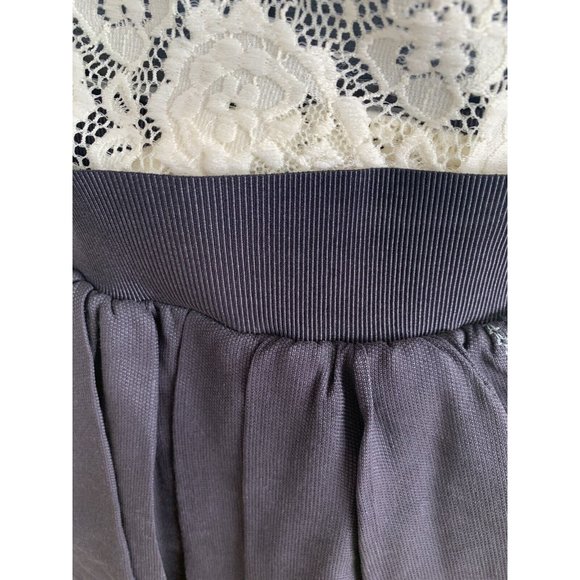 Anthropologie Leifsdottir Silk Skirt Navy Blue Light Blue Aqua Stitching Sz XS - Picture 5 of 14